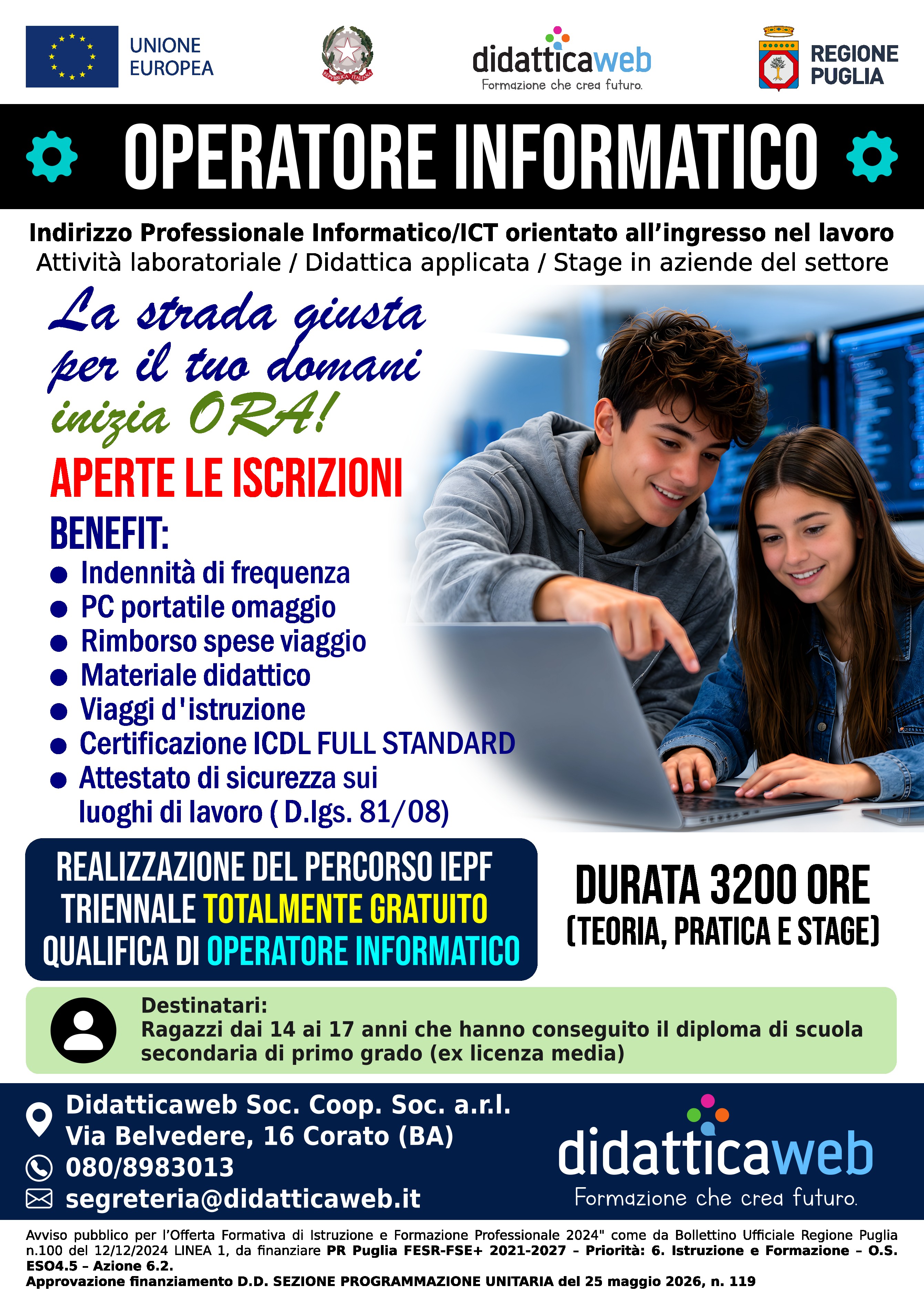 Locandina completa del percorso triennale Operatore Informatico